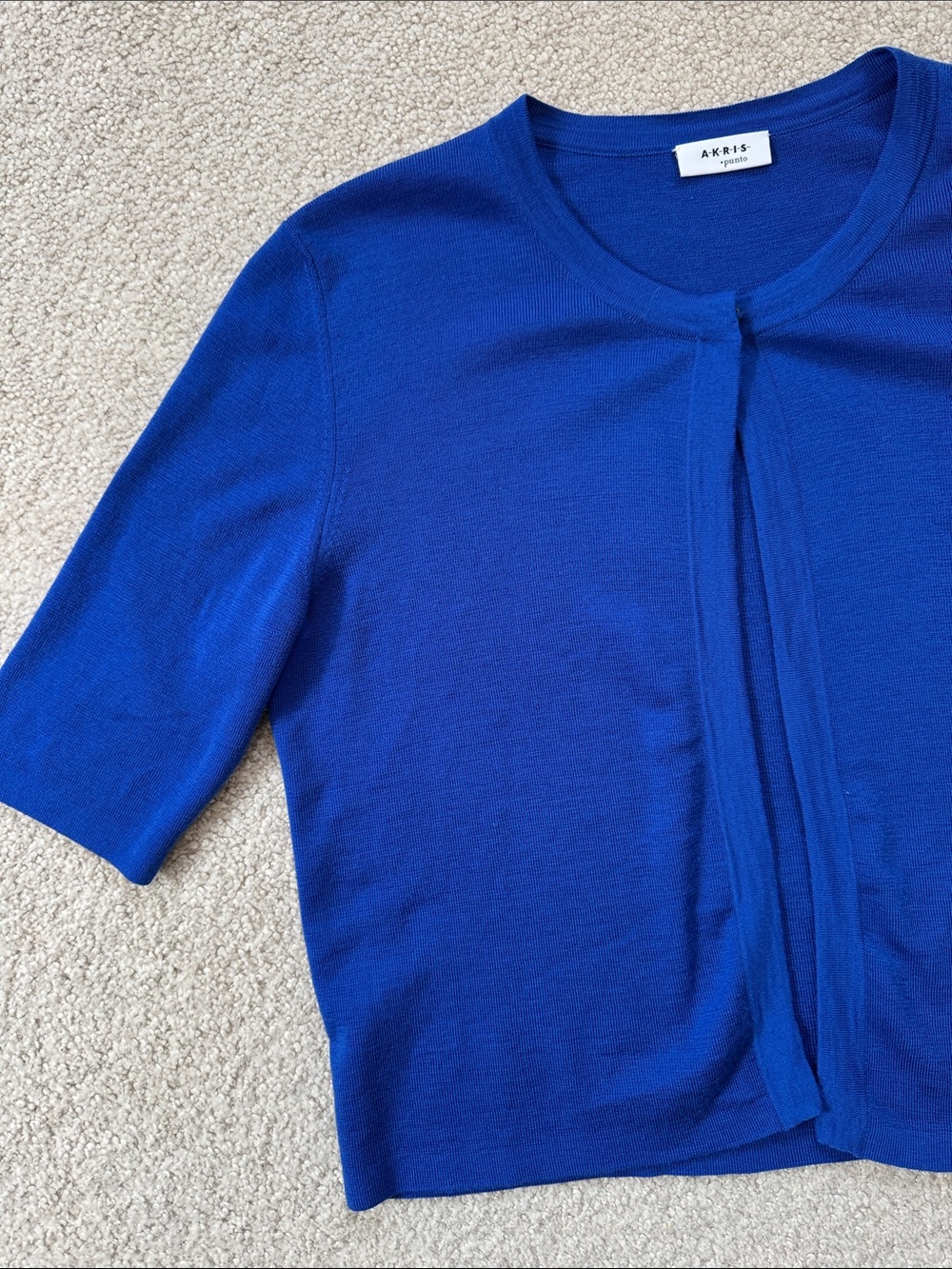 AKRIS Punto Cropped Wool Cardigan Royal Blue Sz12